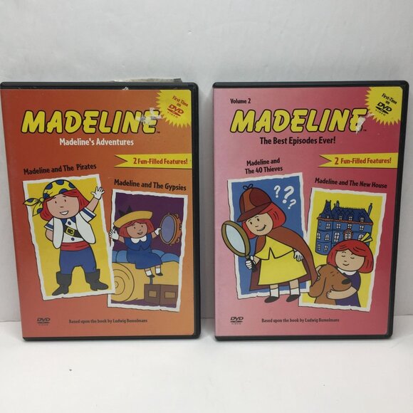 Set 2 DVD Madeline's Adventures 4 Episodes Pirates Gypsies 40 Thieves New House - Picture 1 of 9